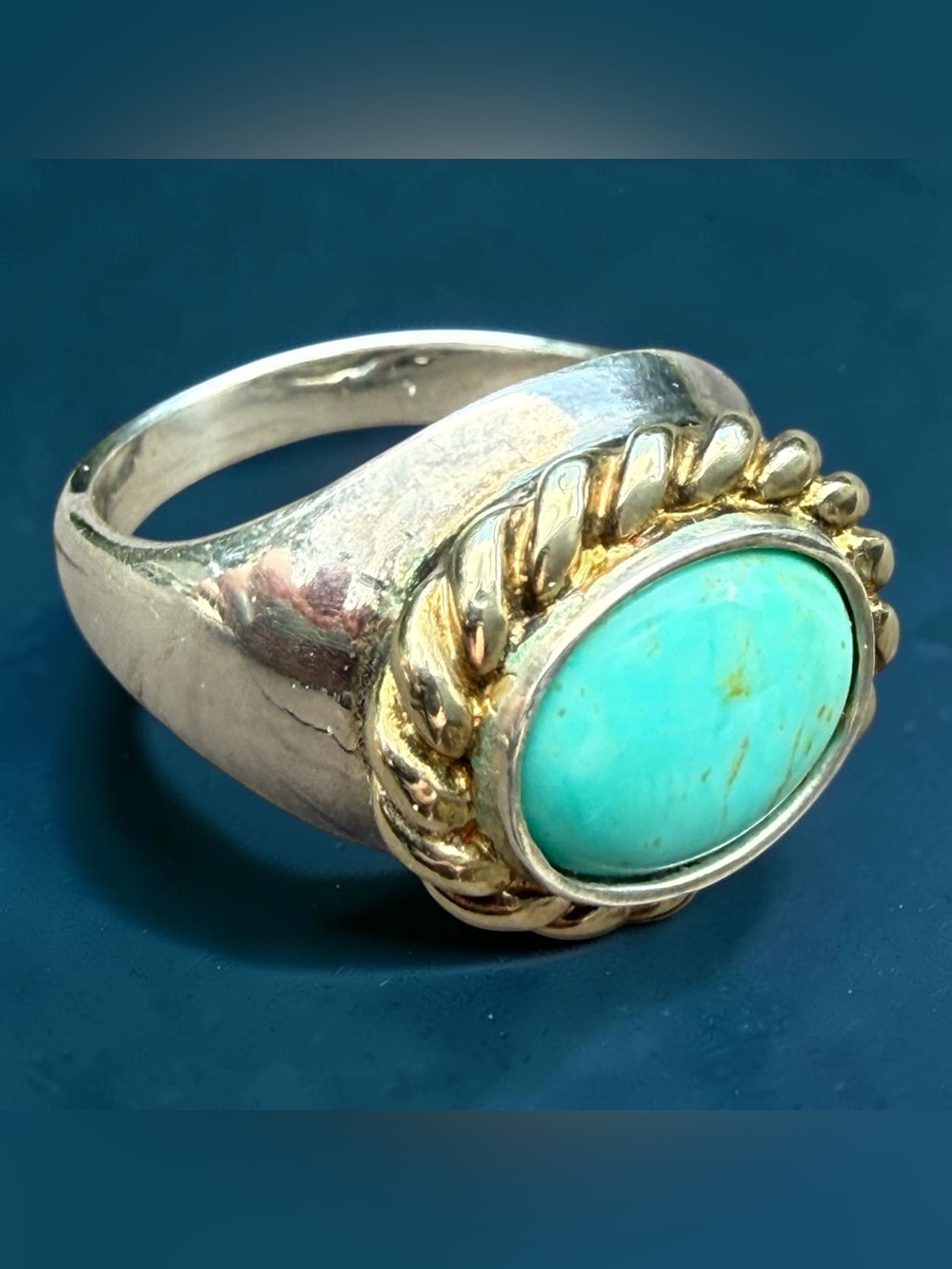Sz 9 Relios Carolyn Pollack Sterling Silver Turquoise Braided Southwestern Ring